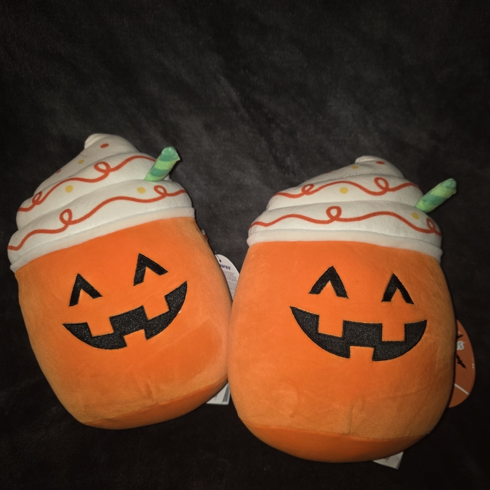 Squishmallows Halloween Orange and Black Pumpkin Mummy Plush